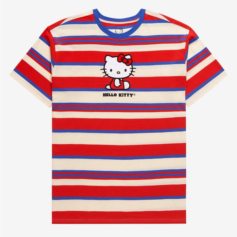 Sanrio Hello Kitty Portrait Embroidered Stripe T- Shirt - BoxLunch Exclusive